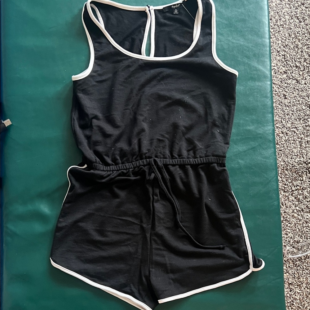 Papaya Black and White Romper